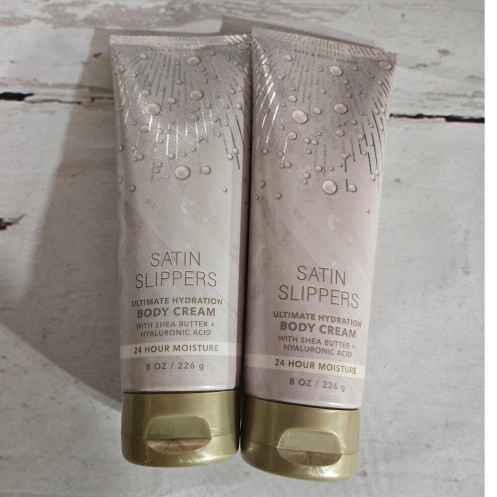 NEW! Bath & Body Works Satin Slippers Body Care Cream Lotion 2pc Set Fragrance - Picture 1 of 2
